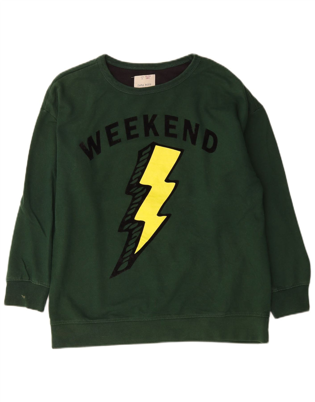 Zara Boys Weekend Graphic Sweatshirt Jumper 13-14 Years Green
