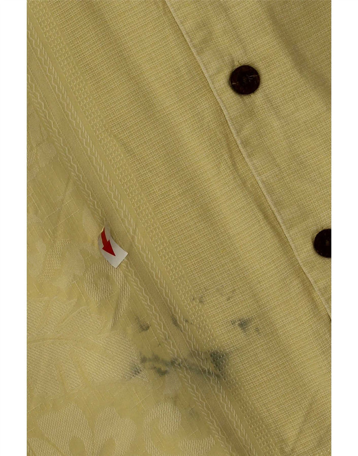 Tommy Bahama Mens Short Sleeve Shirt Medium Yellow Floral Silk