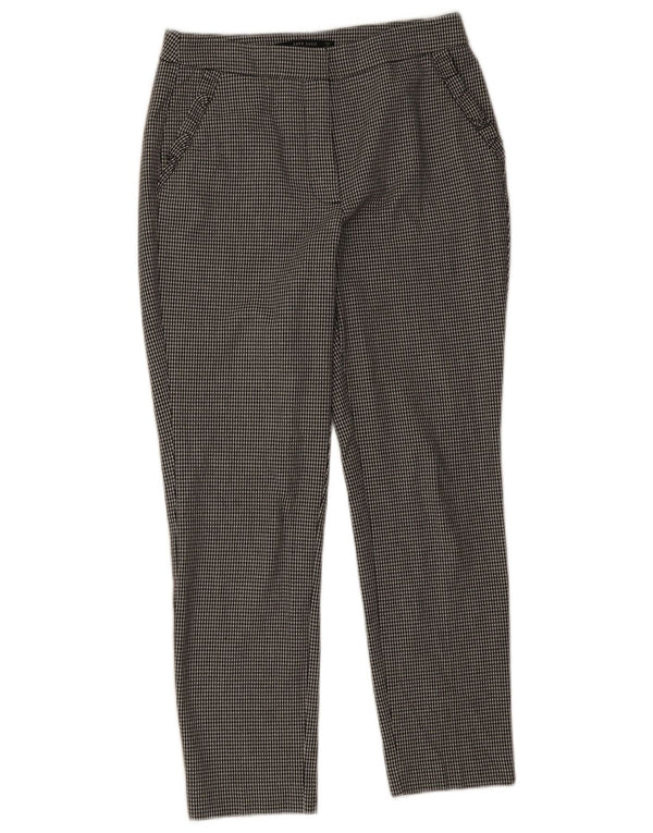 Zara Womens Slim Cropped Trousers Small W26 L26 Black Houndstooth