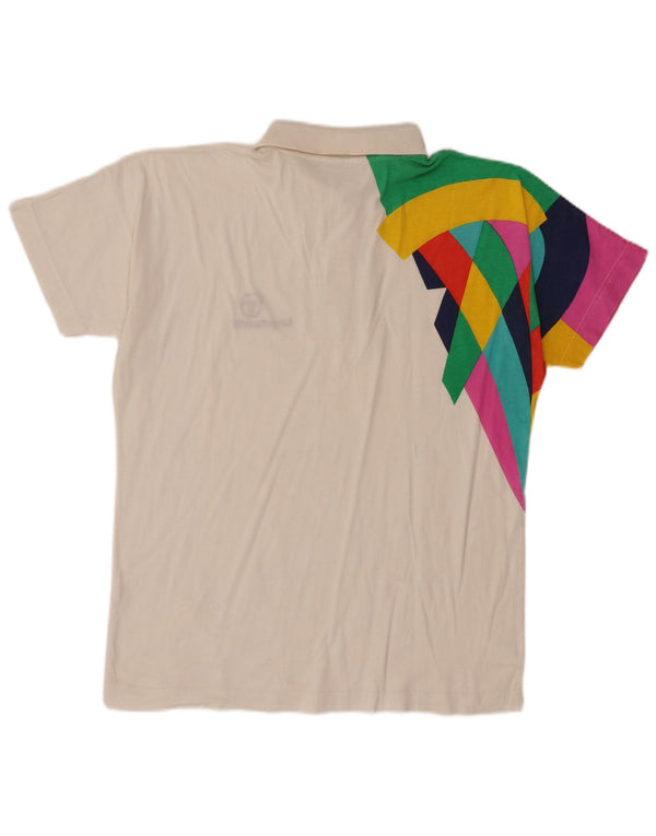 Sergio Tacchini Mens Polo Shirt Medium White Colourblock Cotton