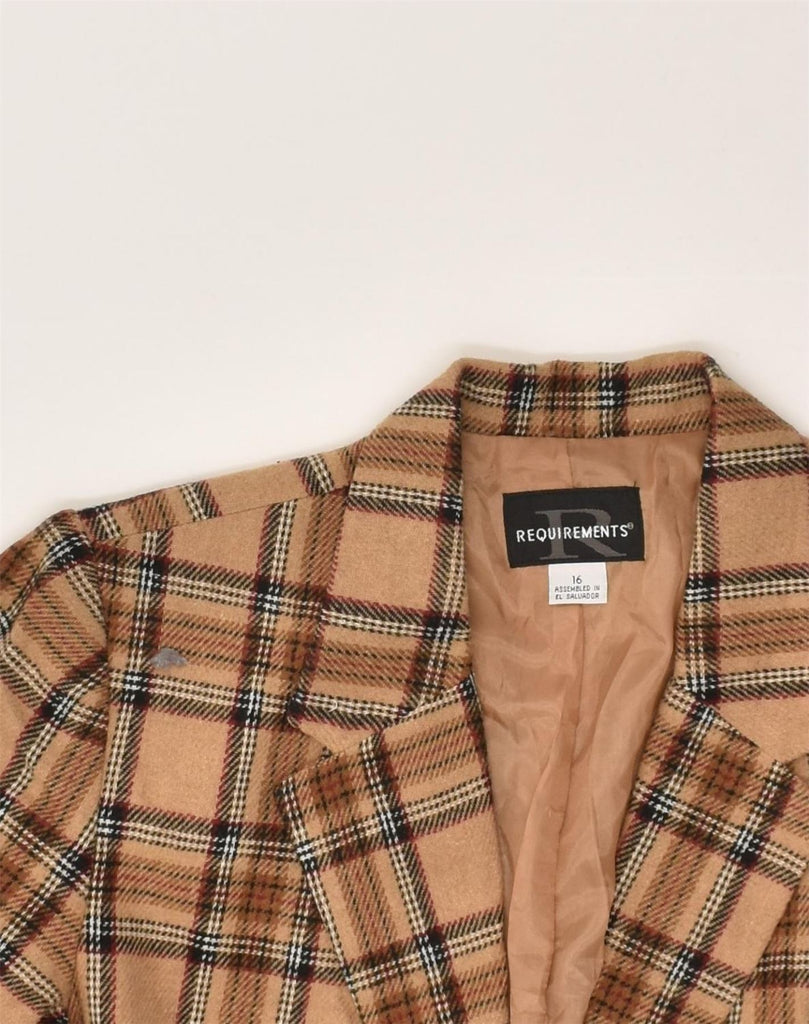 VINTAGE Womens 3 Button Blazer Jacket UK 16 Large Brown Check Acrylic | Vintage Vintage | Thrift | Second-Hand Vintage | Used Clothing | Messina Hembry 