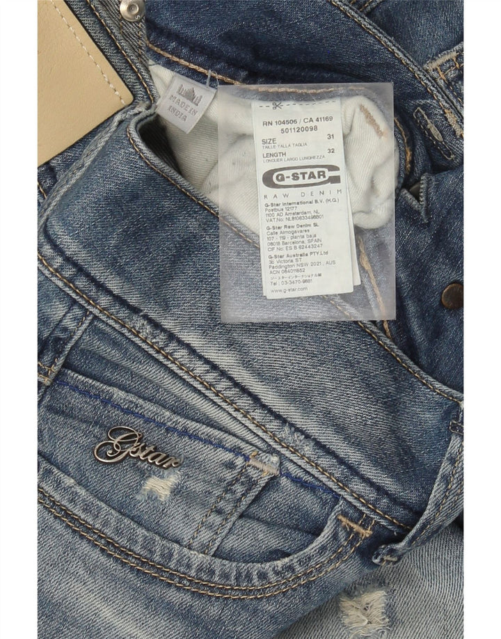 G-Star Womens Distressed Straight Jeans W31 L32 Blue Cotton
