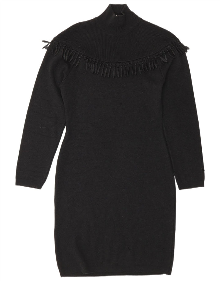 Byblos Womens Long Sleeve Jumper Dress IT 42 Medium Black Wool