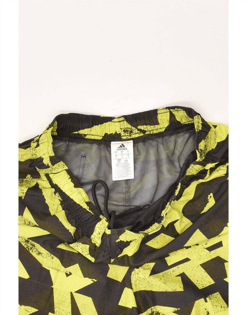 CHAMPION Mens Abstract Pattern Sport Shorts Large Yellow Polyester | Vintage Champion | Thrift | Second-Hand Champion | Used Clothing | Messina Hembry 