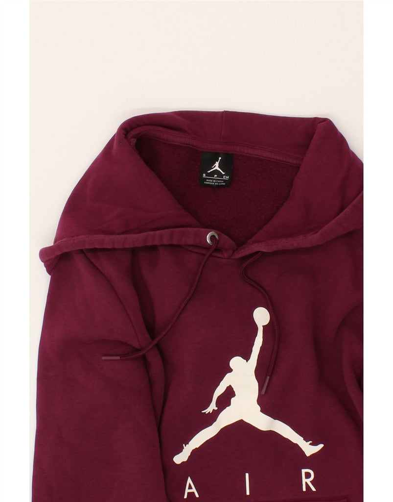 JORDAN Mens Graphic Hoodie Jumper Small Burgundy Cotton Vintage Jordan and Second-Hand Jordan from Messina Hembry 