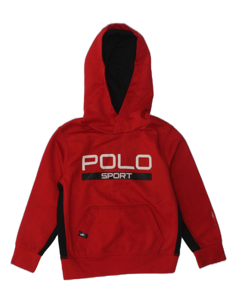 POLO RALPH LAUREN Boys Graphic Hoodie Jumper 3-4 Years Red Polyester | Vintage Polo Ralph Lauren | Thrift | Second-Hand Polo Ralph Lauren | Used Clothing | Messina Hembry 