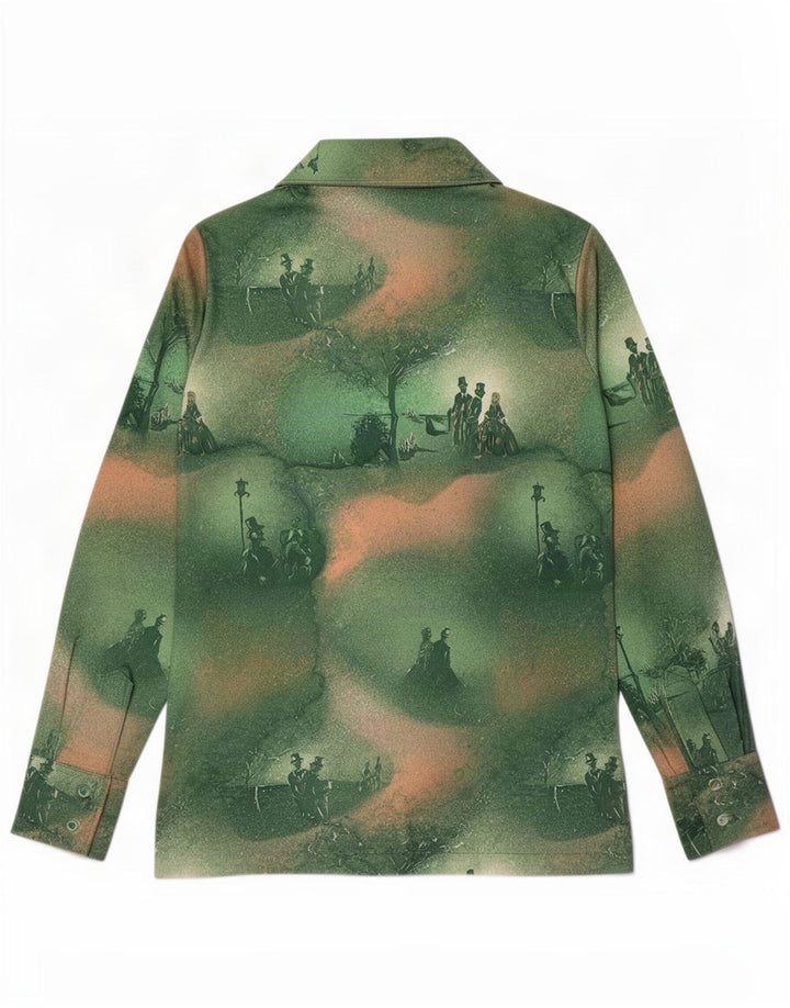 Puccini Womens Shirt Blouse UK 12 Medium Green Polyester Novelty