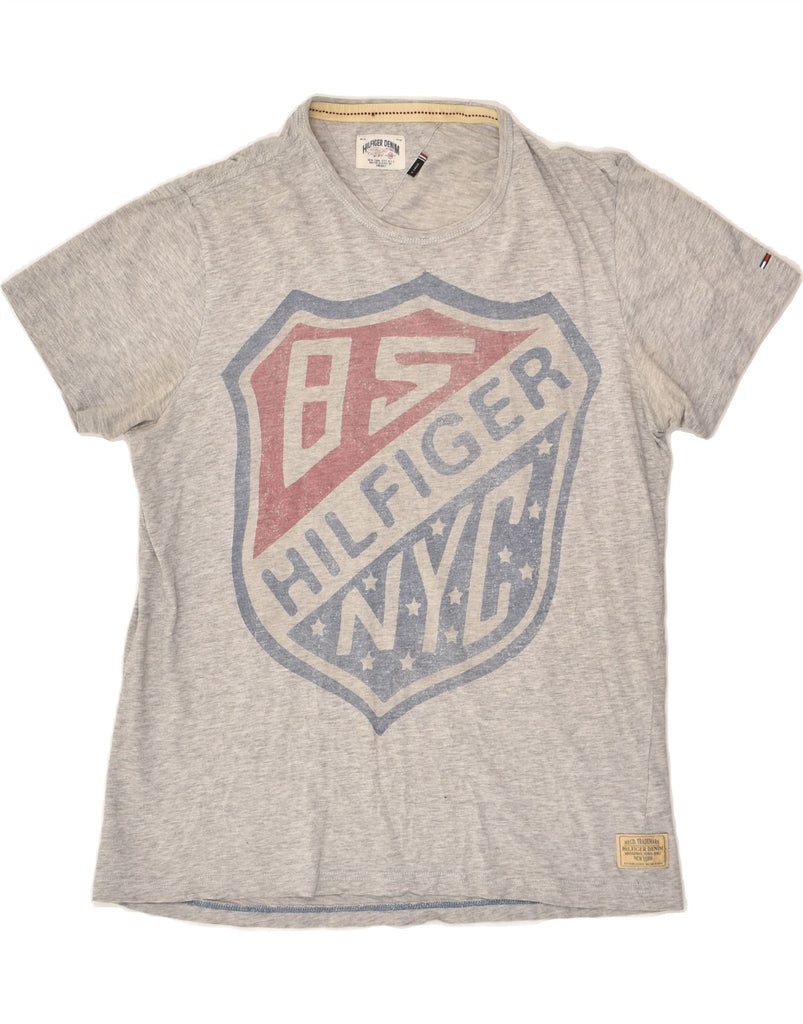 TOMMY HILFIGER Womens Graphic T-Shirt Top UK 18 XL Grey Cotton | Vintage Tommy Hilfiger | Thrift | Second-Hand Tommy Hilfiger | Used Clothing | Messina Hembry 