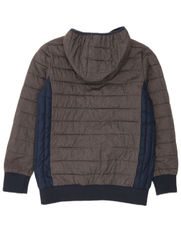 Ellesse Boys Hooded Padded Jacket 12-13 Years Grey Colourblock Nylon