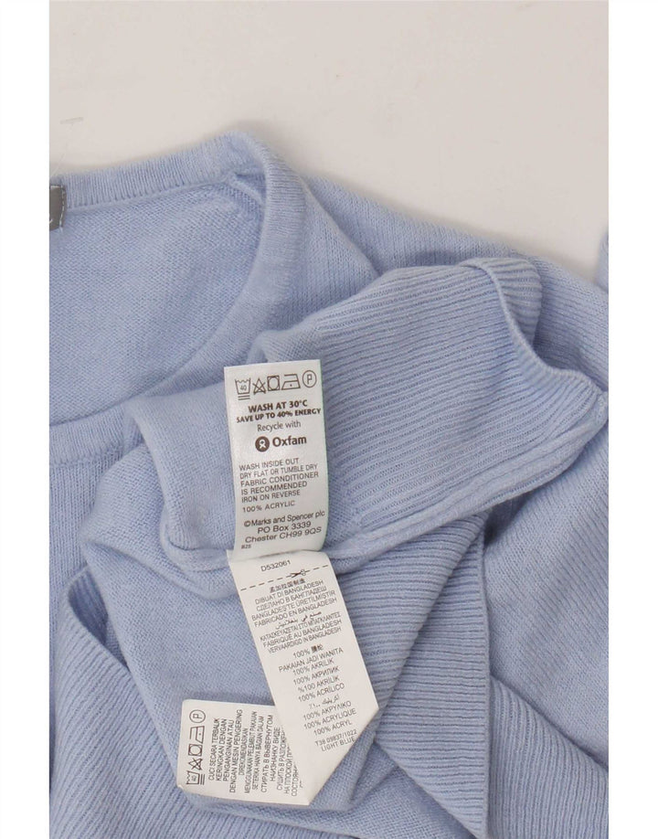 Marks & Spencer Womens Crew Neck Jumper Sweater UK 8 Small Blue Acrylic