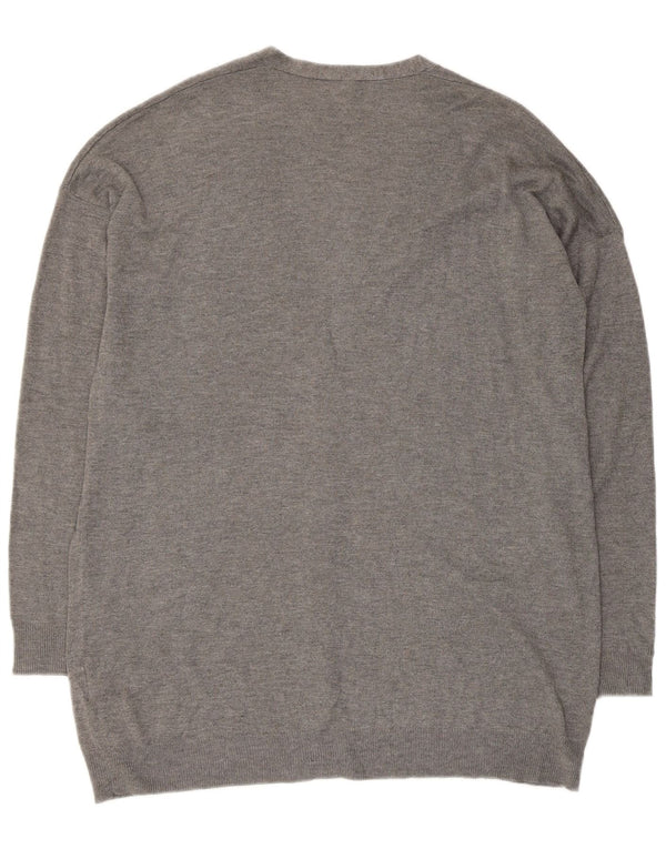 BENETTON Womens Cardigan Sweater UK 14 Medium Grey Viscose