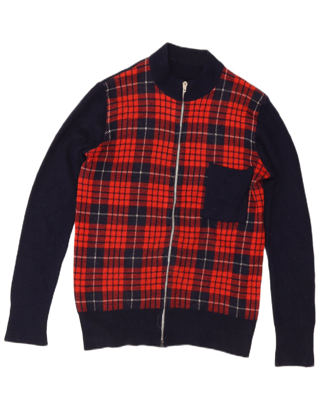 Vintage Mens Cardigan Sweater IT 54 XL Navy Blue Check
