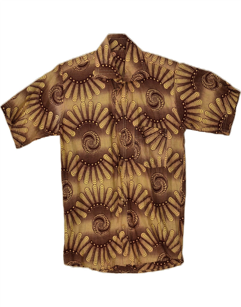 VINTAGE Mens Abstract Pattern Short Sleeve Shirt Small Brown | Vintage Vintage | Thrift | Second-Hand Vintage | Used Clothing | Messina Hembry 