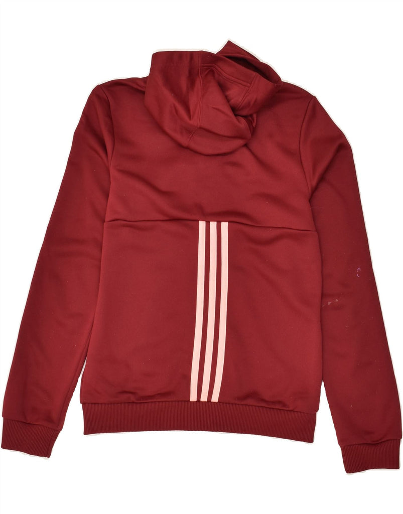 ADIDAS Girls Zip Hoodie Sweater 11-12 Years Red Polyester | Vintage Adidas | Thrift | Second-Hand Adidas | Used Clothing | Messina Hembry 