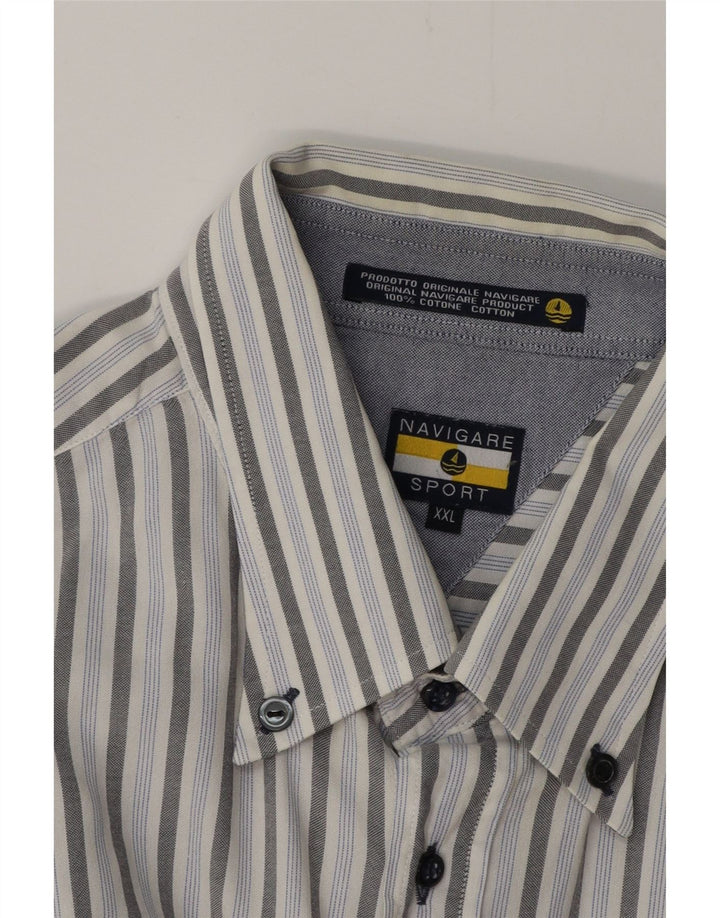 NAVIGARE Mens Shirt 2XL Blue Striped Cotton