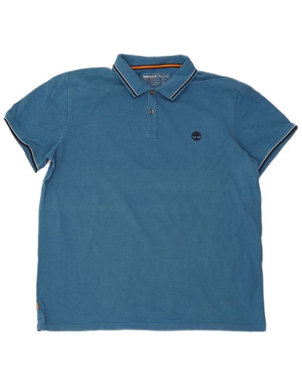 Timberland Mens Slim Fit Polo Shirt 2XL Blue Striped