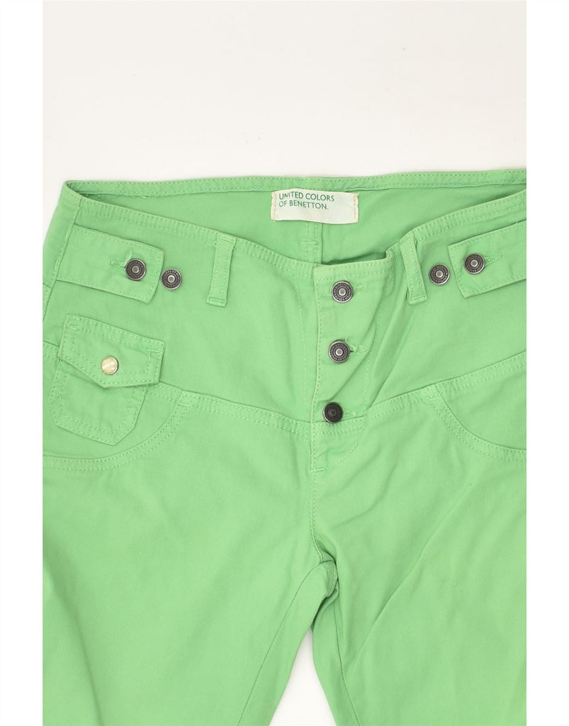 BENETTON Womens Slim Capri Trousers IT 38 XS W28 L19 Green Cotton | Vintage Benetton | Thrift | Second-Hand Benetton | Used Clothing | Messina Hembry 