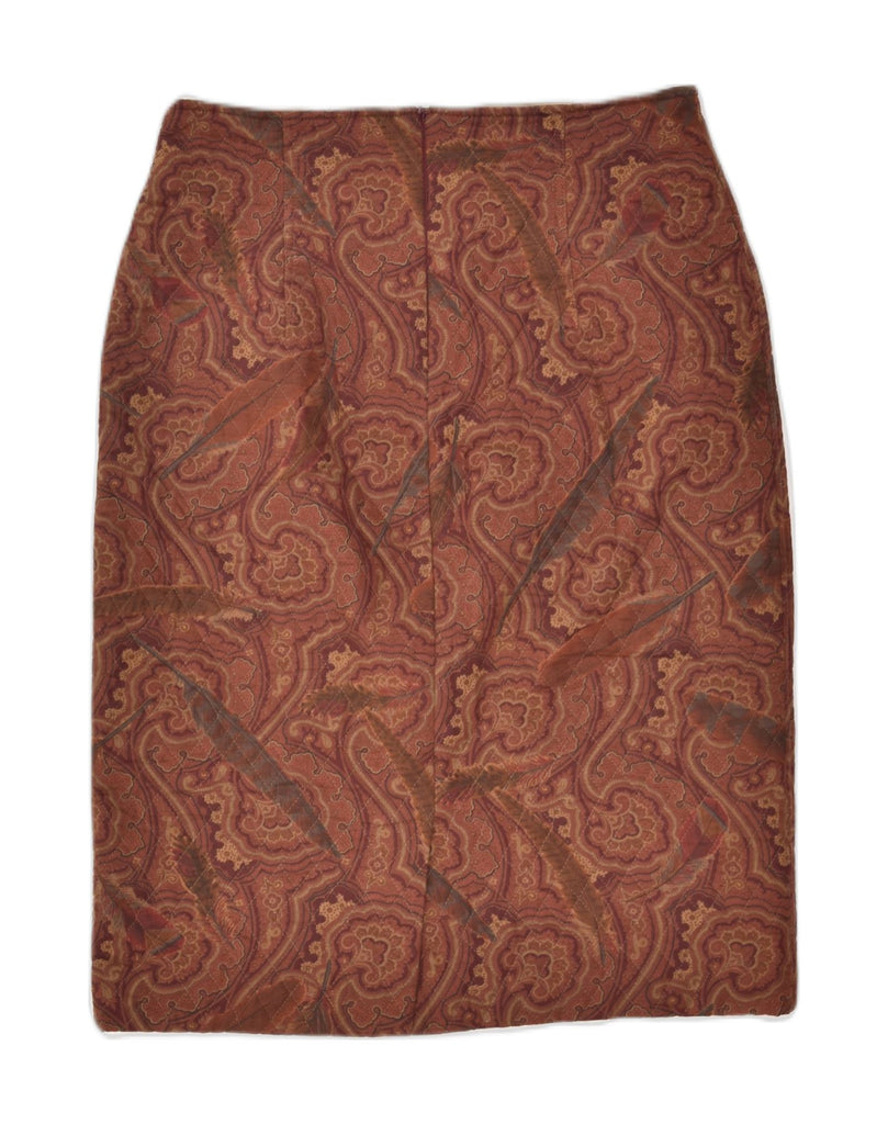 OLIVIA HASSLER Womens Quilted Straight Skirt IT 46 Large W30 Brown Floral | Vintage Olivia Hassler | Thrift | Second-Hand Olivia Hassler | Used Clothing | Messina Hembry 