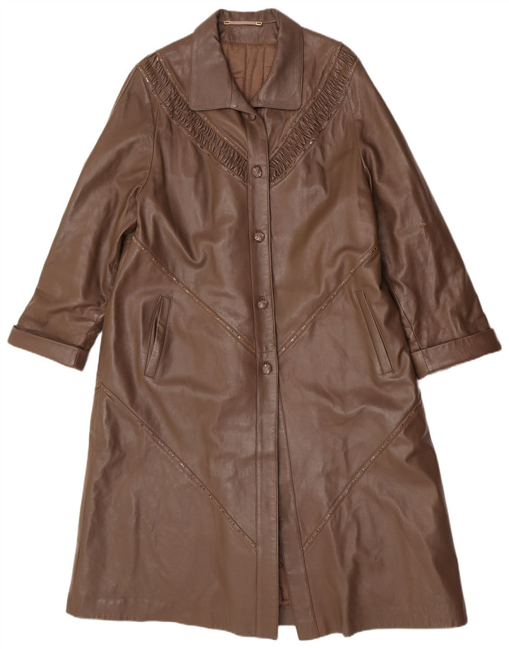 Your Sixth Sense Womens Leather Coat UK 16 Large Brown