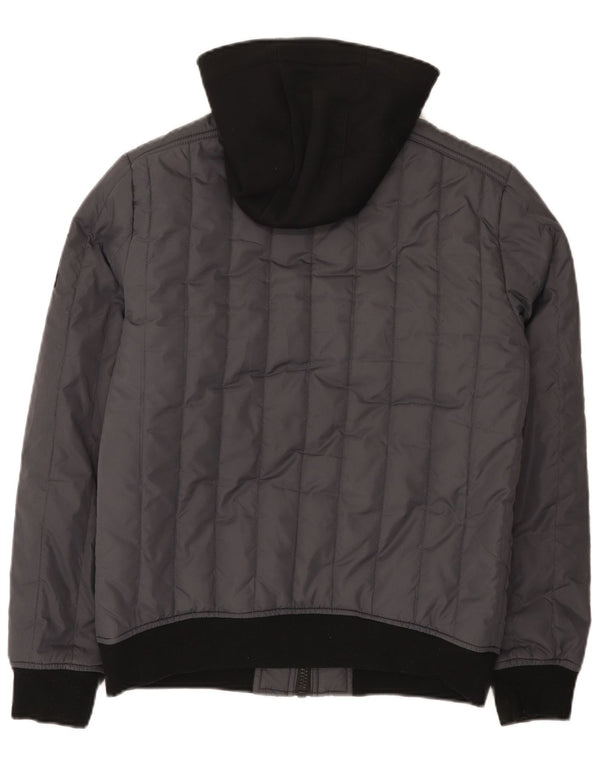Calvin Klein Jeans Mens Hooded Padded Jacket UK 36 Small Grey Colourblock