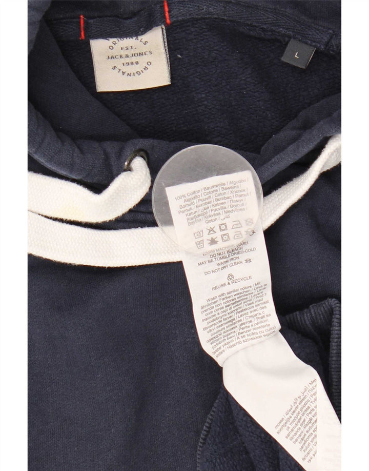 Jack & Jones Mens Hoodie Jumper Large Navy Blue Cotton