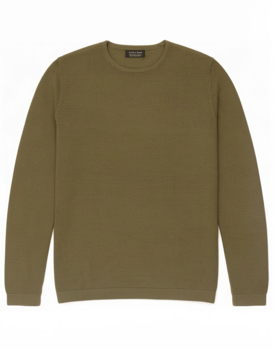 Zara Mens Crew Neck Jumper Sweater Small Khaki