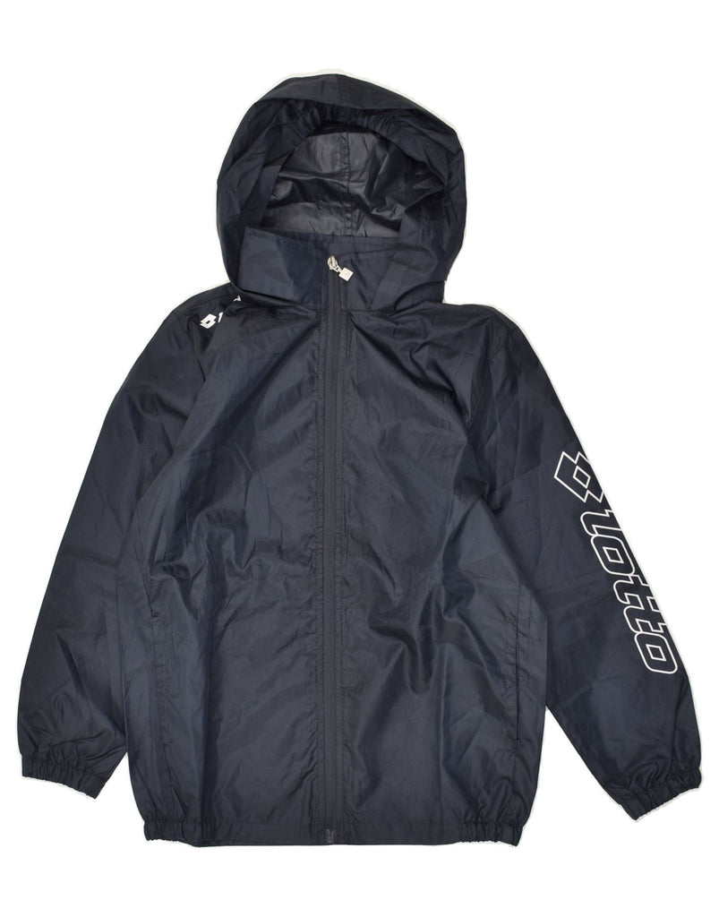 LOTTO Boys Hooded Rain Jacket 7-8 Years XS Navy Blue Polyester | Vintage Lotto | Thrift | Second-Hand Lotto | Used Clothing | Messina Hembry 