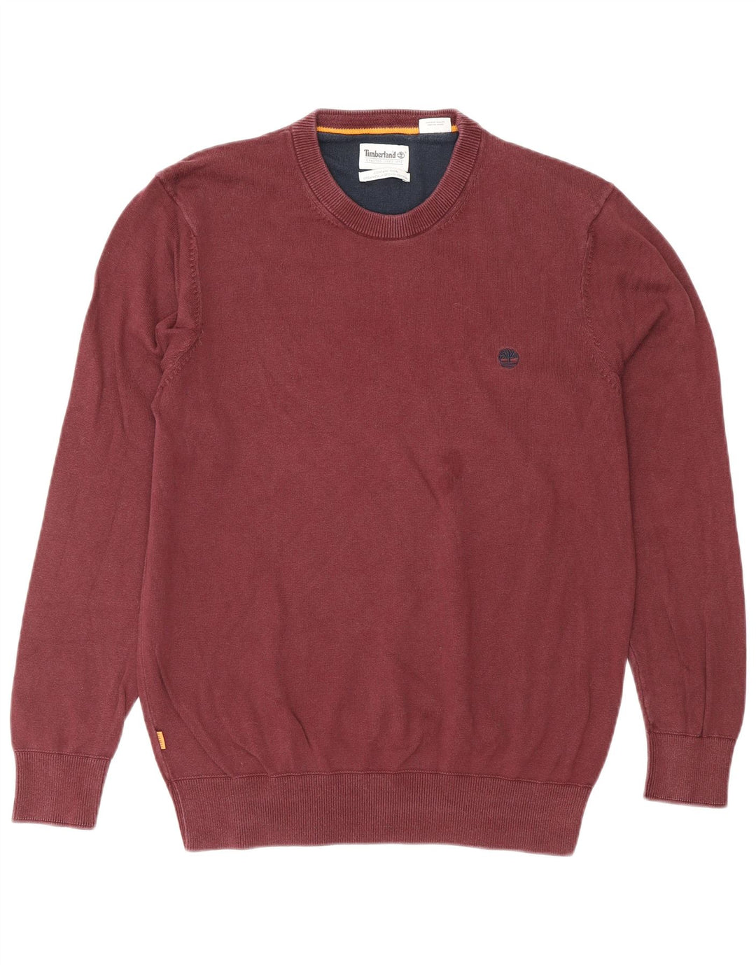TIMBERLAND Mens Crew Neck Jumper Sweater Medium Burgundy Cotton