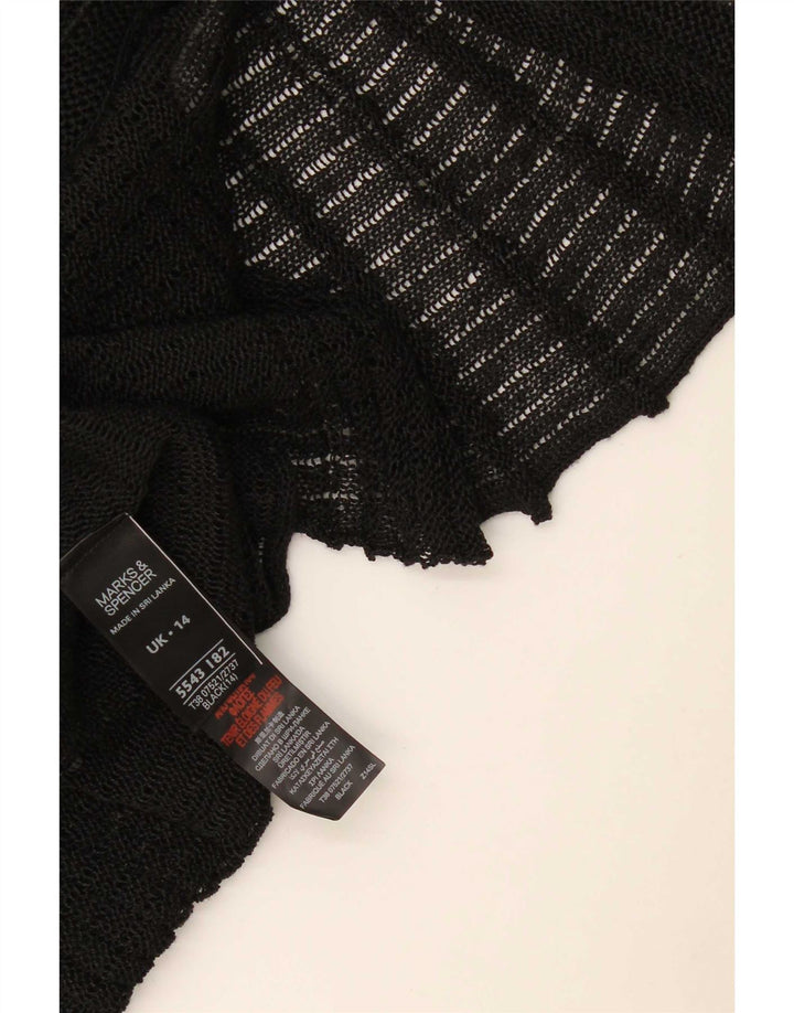 Marks & Spencer Womens Short Sleeve Cardigan Top UK 14 Medium Black Linen