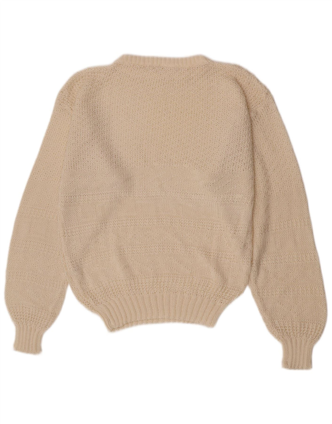 Vintage Womens Regular Fit Crew Neck Jumper Sweater UK 12 Medium Off White