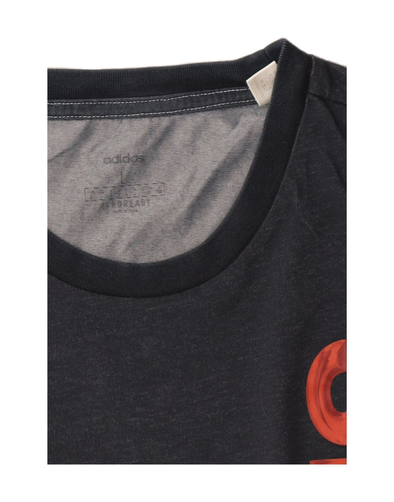 ADIDAS Mens Aeroready Graphic T-Shirt Top Large Black Cotton Vintage Adidas and Second-Hand Adidas from Messina Hembry 