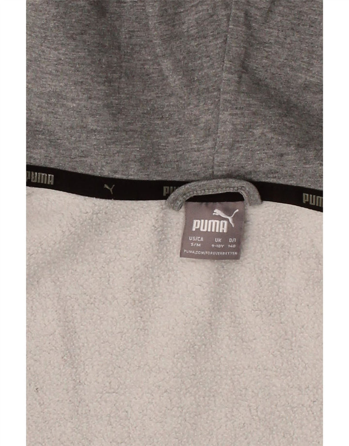 PUMA Boys Graphic Zip Hoodie Sweater 9-10 Years Grey Cotton Vintage Puma and Second-Hand Puma from Messina Hembry 