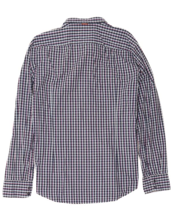Hugo Boss Mens Shirt XL Blue Check Cotton