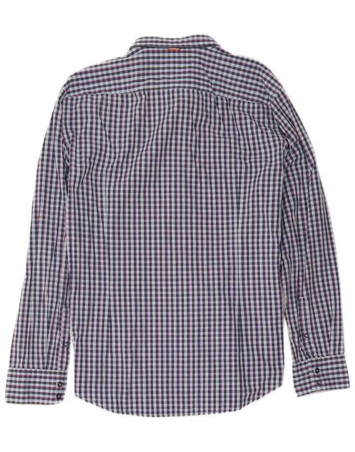 Hugo Boss Mens Shirt XL Blue Check Cotton