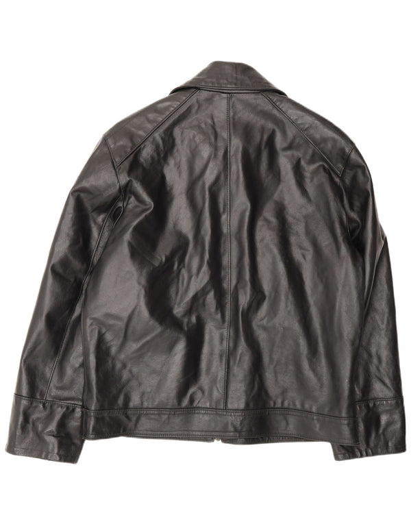 Vintage Womens Loose Fit Leather Jacket UK 18 XL Black Leather
