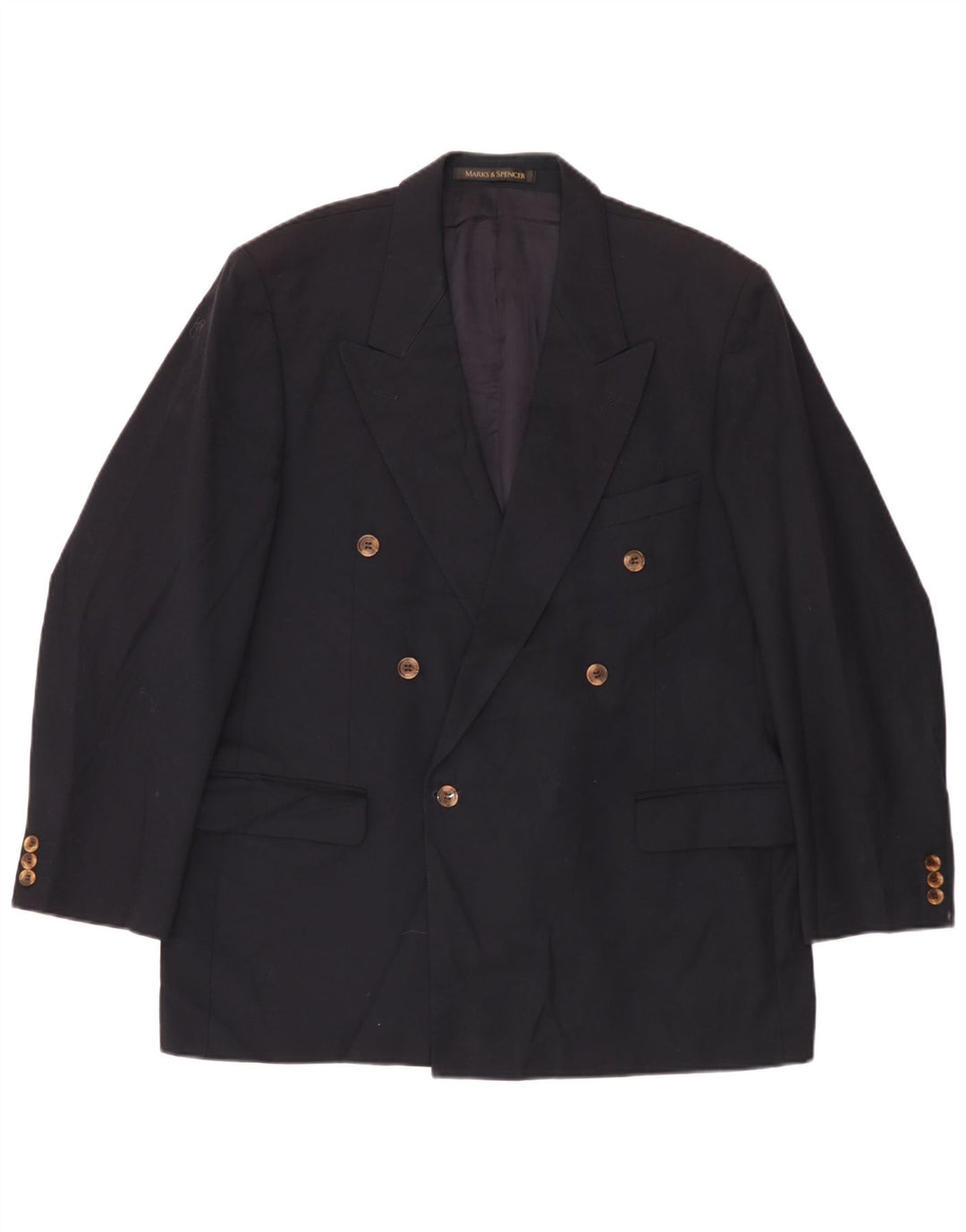Marks & Spencer Mens Double Breasted Blazer Jacket UK 44 XL Navy Blue