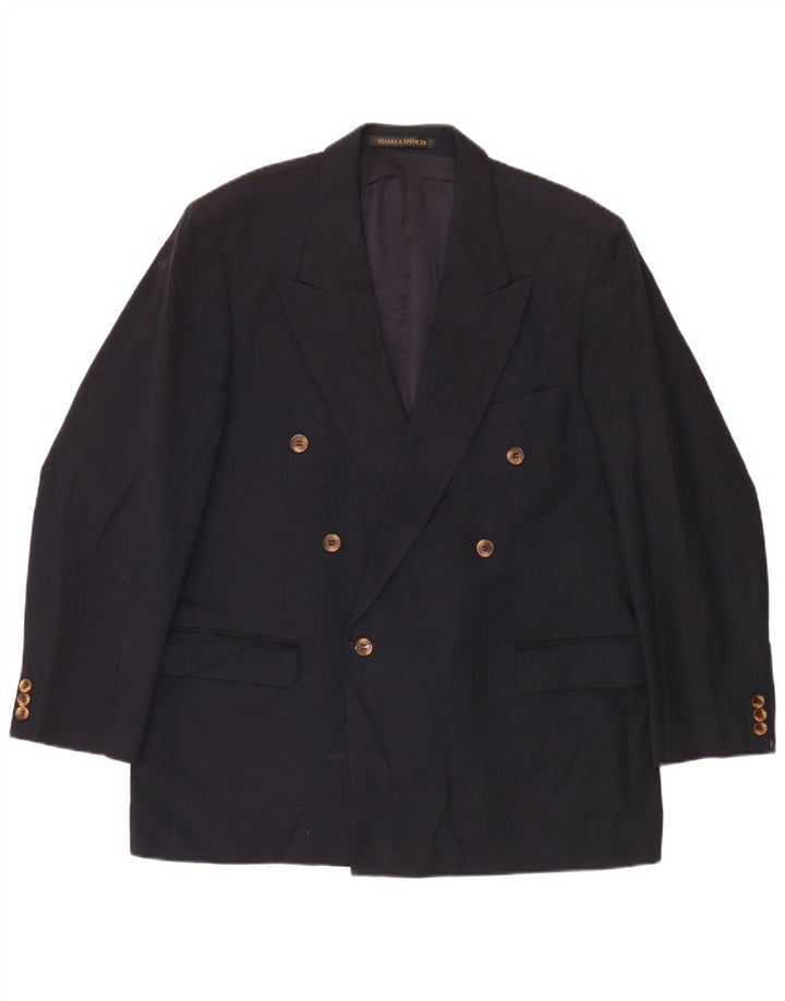 Marks & Spencer Mens Double Breasted Blazer Jacket UK 44 XL Navy Blue