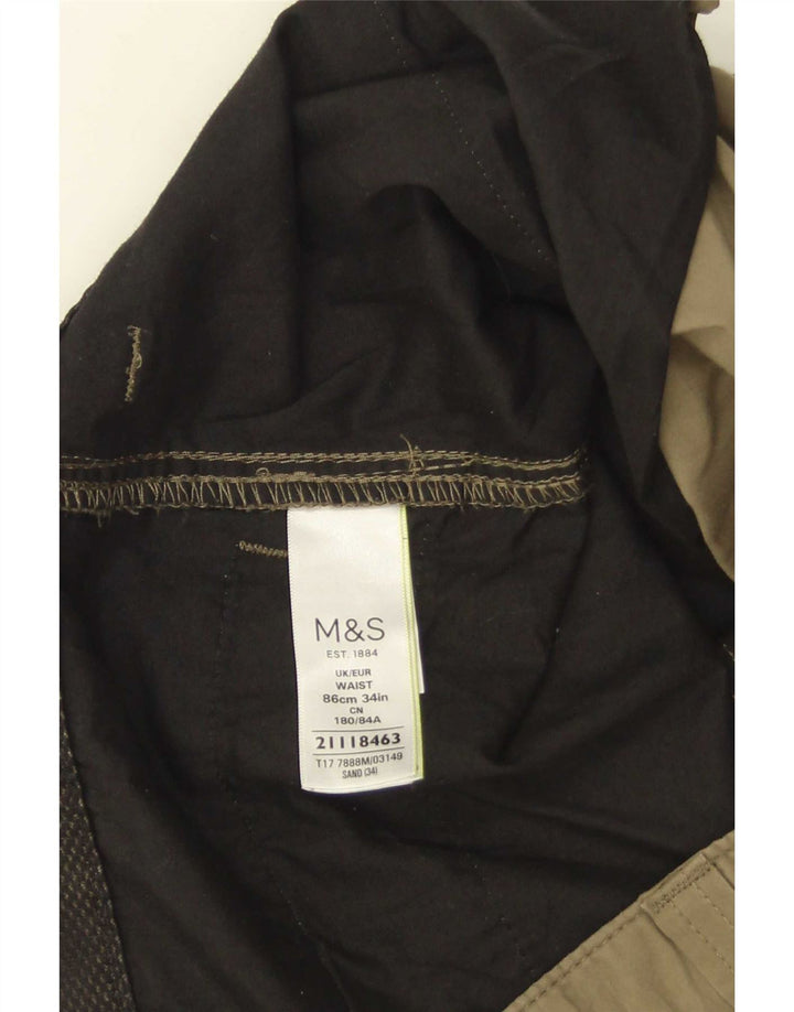 Marks & Spencer Mens Cargo Shorts W34 Large Khaki Cotton