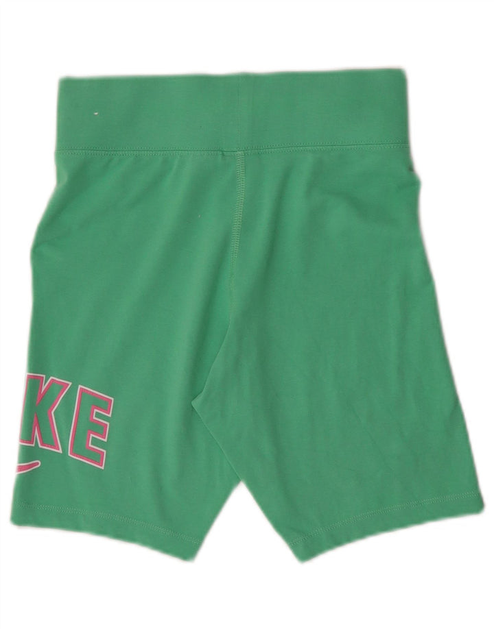 Nike Womens Graphic Sport Shorts UK 12 Medium  Green Cotton