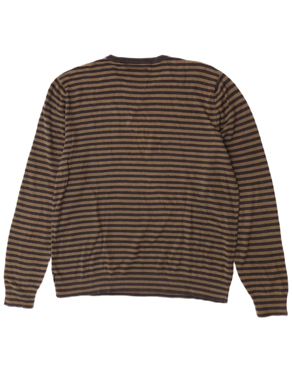 Vans Mens Crew Neck Jumper Sweater XL Khaki Striped Cotton