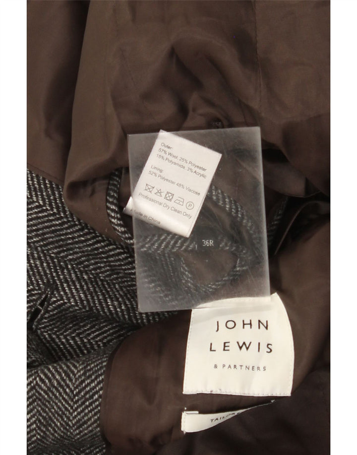 John Lewis Mens Tailored Regular Fit Overcoat UK 36 Small Grey Herringbone