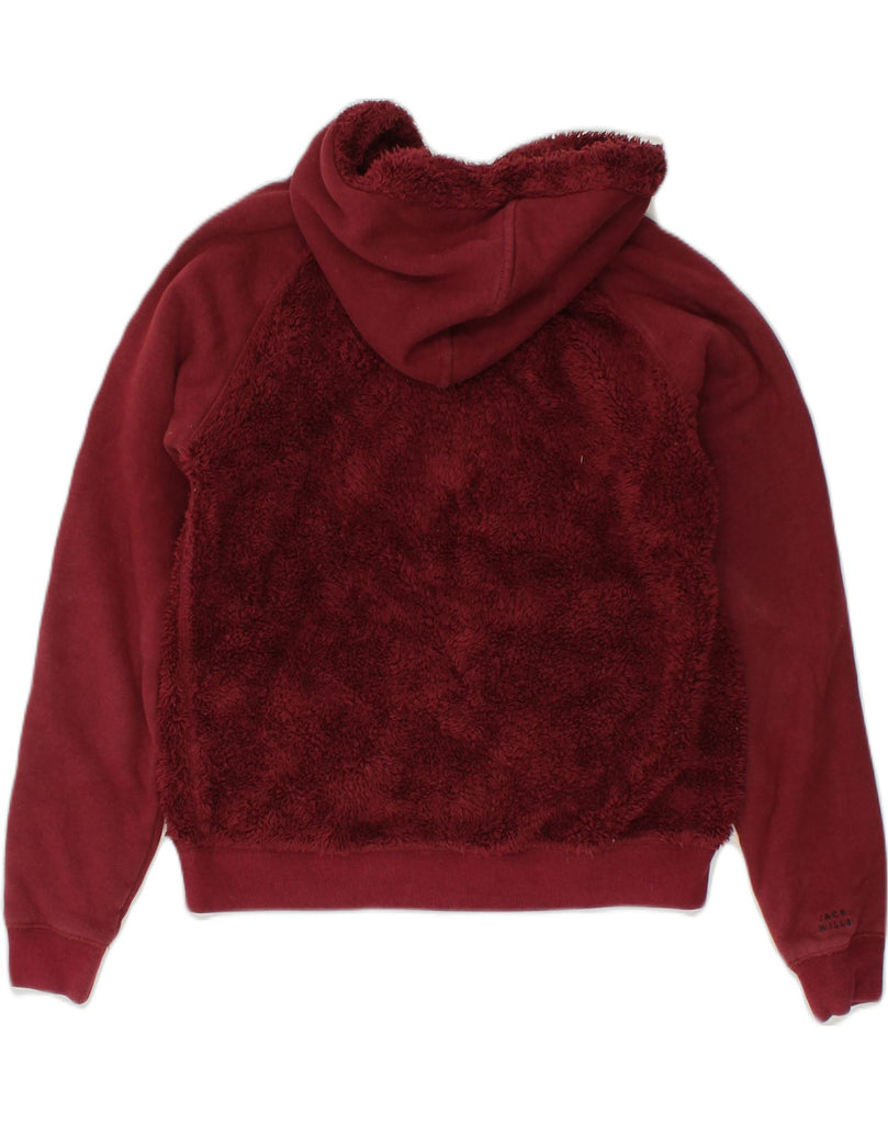 JACK WILLS Womens Fleece Zip Hoodie Sweater UK 12 Medium Red Colourblock | Vintage Jack Wills | Thrift | Second-Hand Jack Wills | Used Clothing | Messina Hembry 