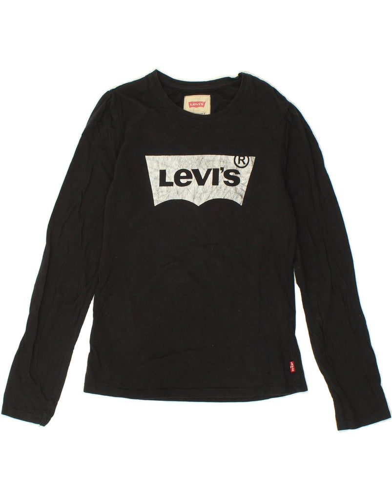 LEVI'S Girls Graphic Top Long Sleeve 11-12 Years Black Vintage Levi's and Second-Hand Levi's from Messina Hembry 