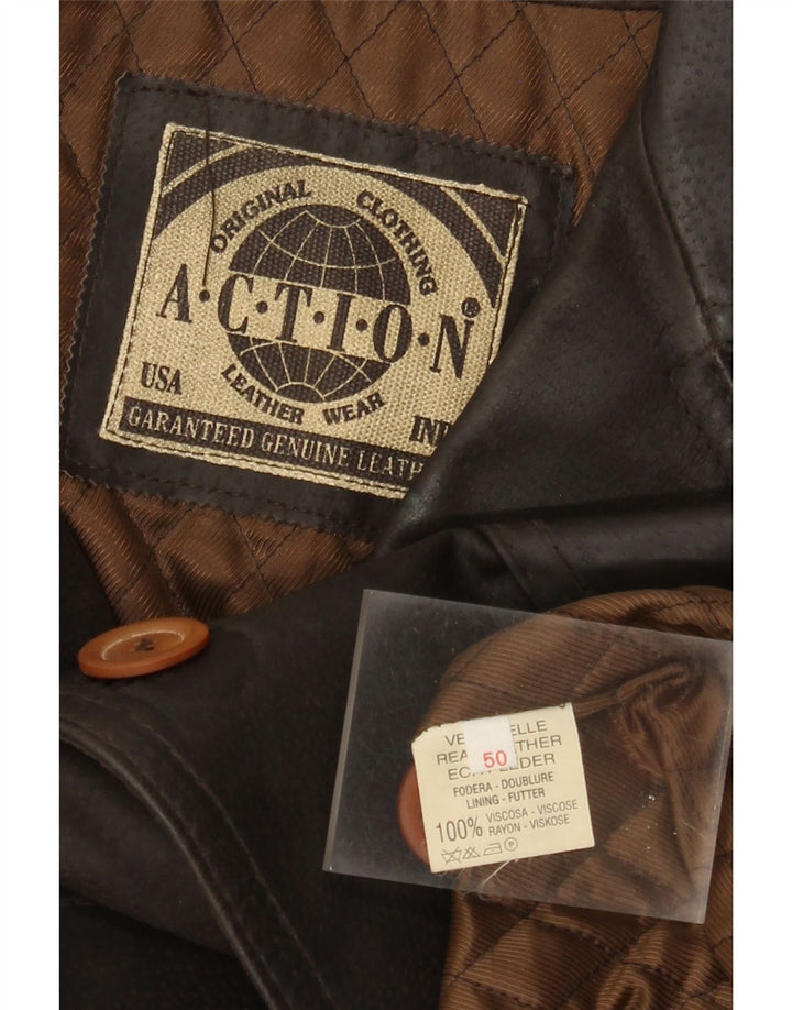 Vintage Mens Leather Jacket IT 50 Large Brown Leather