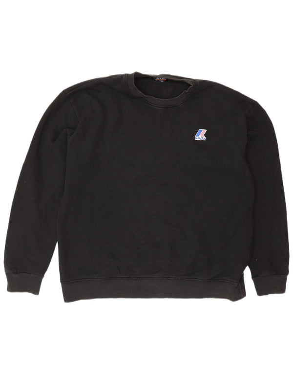 K-Way Mens Sweatshirt Jumper Large Black Cotton