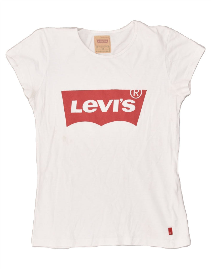 LEVI'S Girls Graphic T-Shirt Top 13-14 Years White Cotton | Vintage Levi's | Thrift | Second-Hand Levi's | Used Clothing | Messina Hembry 