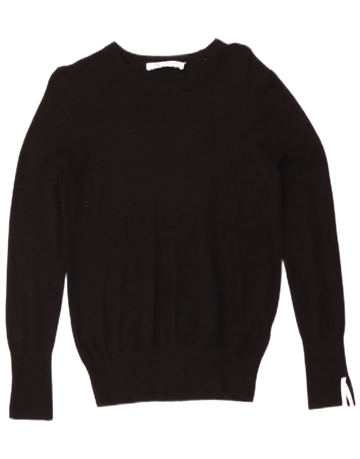 Zara Womens Boat Neck Jumper Sweater UK 12 Medium Black Viscose