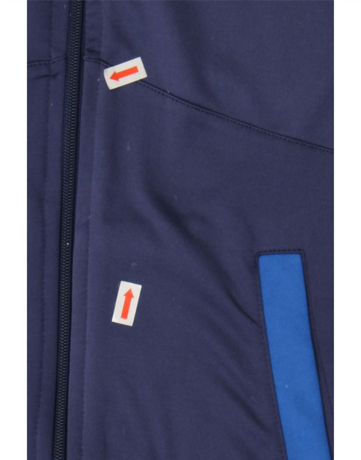 ASICS Womens Tracksuit Top Jacket UK 16 Large Navy Blue Colourblock Vintage Asics and Second-Hand Asics from Messina Hembry 