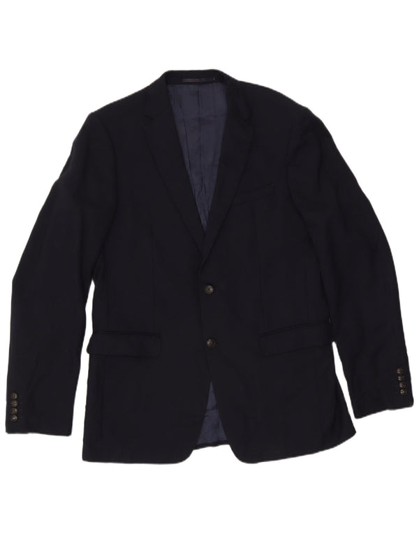 Marks & Spencer Mens 2 Button Blazer Jacket UK 42 Large Navy Blue Wool