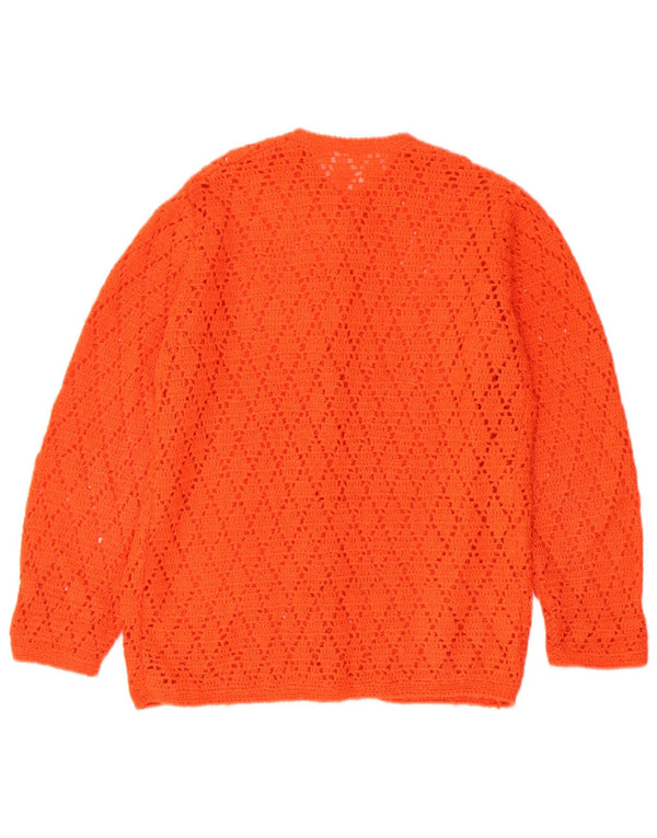 Vintage Womens Crochet Cardigan Sweater UK 14 Medium Orange